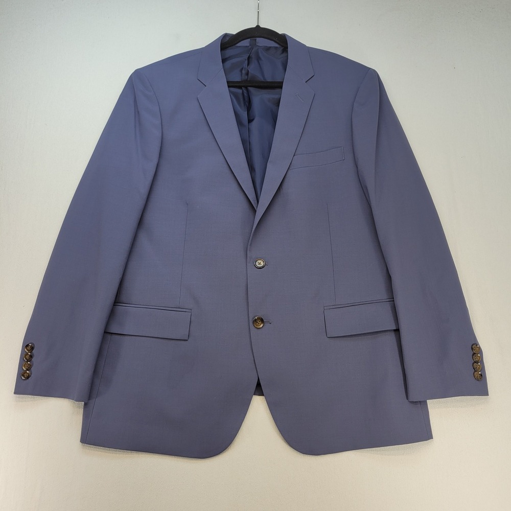J.Crew Thompson Suit Jacket Men 46R Blue Wool Blend Two Button Sport Coat Blazer